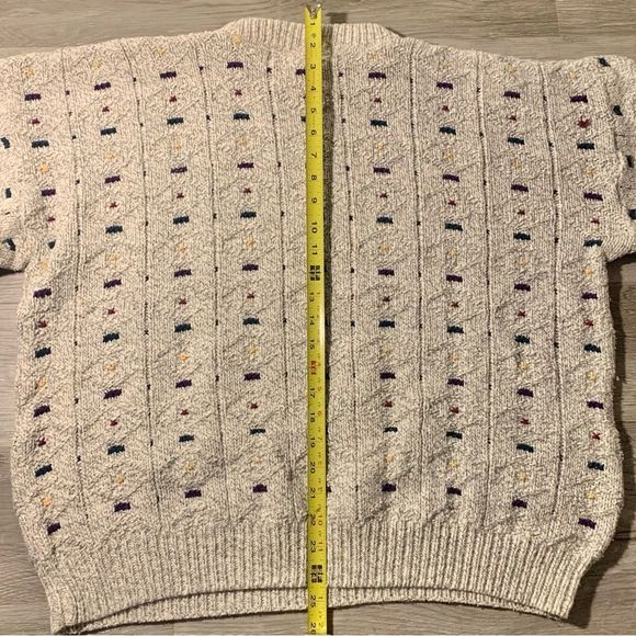 VINTAGE Made in USA Northern Reflections White/Grey Knit Sweater (Size Large) - Picture 12 of 13